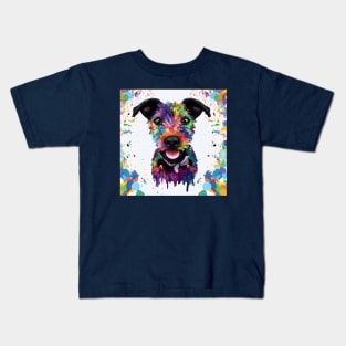 Patterdale Terrier Portrait Painting Art Kids T-Shirt